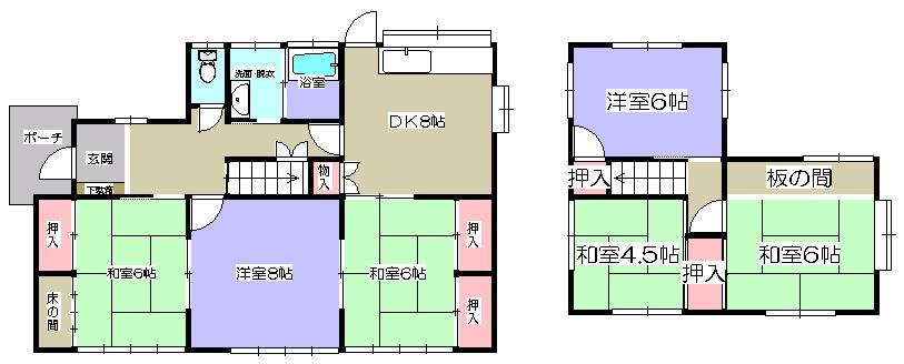 Floor plan. 16.5 million yen, 6DK, Land area 243.62 sq m , Building area 107.63 sq m