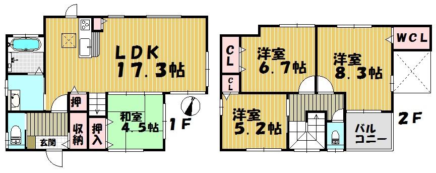 Floor plan. (4 Building), Price 20.8 million yen, 4LDK, Land area 178.89 sq m , Building area 100.11 sq m