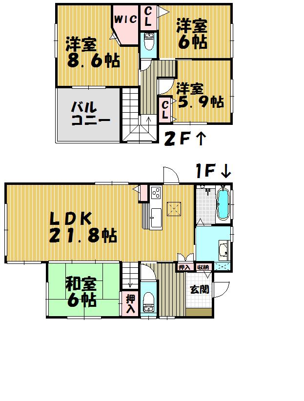 Floor plan. 29,800,000 yen, 4LDK, Land area 296.03 sq m , Building area 104.85 sq m