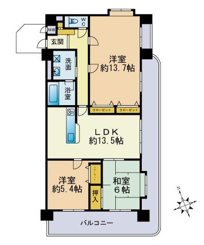 Floor plan. 4LDK, Price 16.8 million yen, Occupied area 86.91 sq m , Balcony area 33.37 sq m