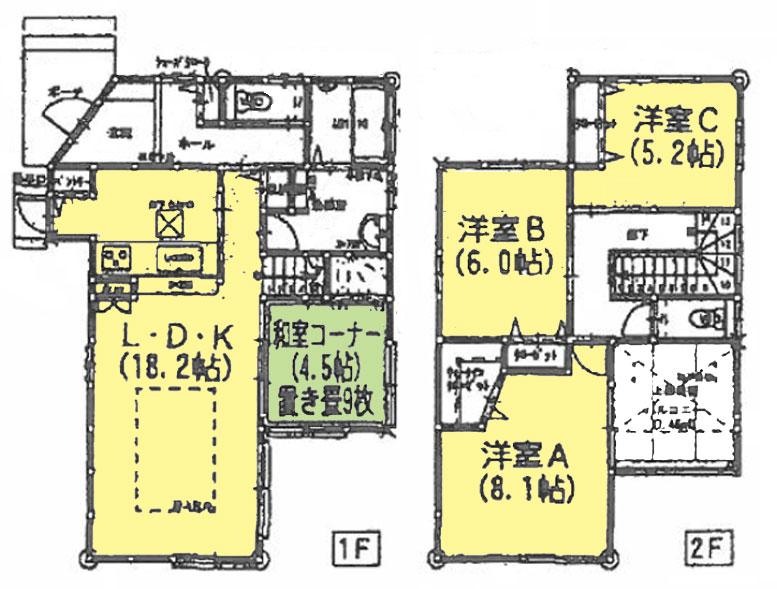 Floor plan. 25,800,000 yen, 4LDK + S (storeroom), Land area 211.77 sq m , Building area 104.45 sq m floor plan (4LDK + WIC)