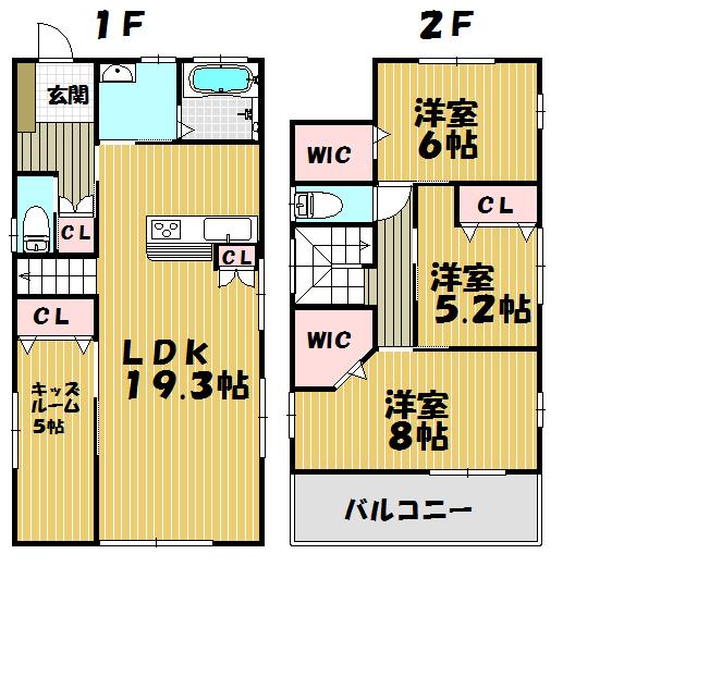 Floor plan. (1 Building), Price 25,800,000 yen, 4LDK, Land area 180.13 sq m , Building area 104.85 sq m