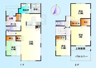 Floor plan. 24,800,000 yen, 4LDK, Land area 178.1 sq m , Building area 105.16 sq m relatively popular is a high floor plan (^_^) / Living and Japanese-style room is a place that can be used To spacious to release a is usually Tsuzukiai, Has gained support from people of all ages! (^^)!