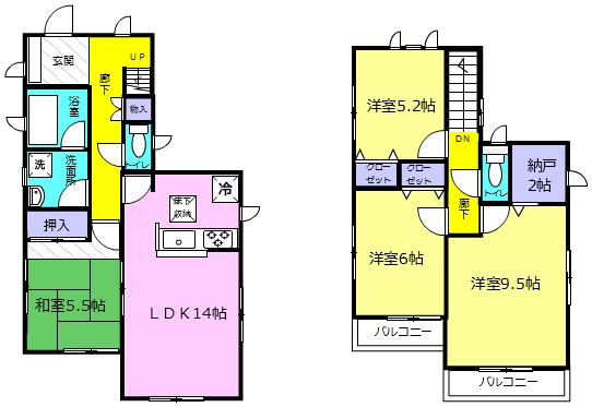 Floor plan. 23.8 million yen, 4LDK + S (storeroom), Land area 131.41 sq m , Building area 96.38 sq m Floor