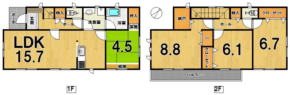 Floor plan. Price 28.8 million yen, 4LDK+S, Land area 218.05 sq m , Building area 100.44 sq m