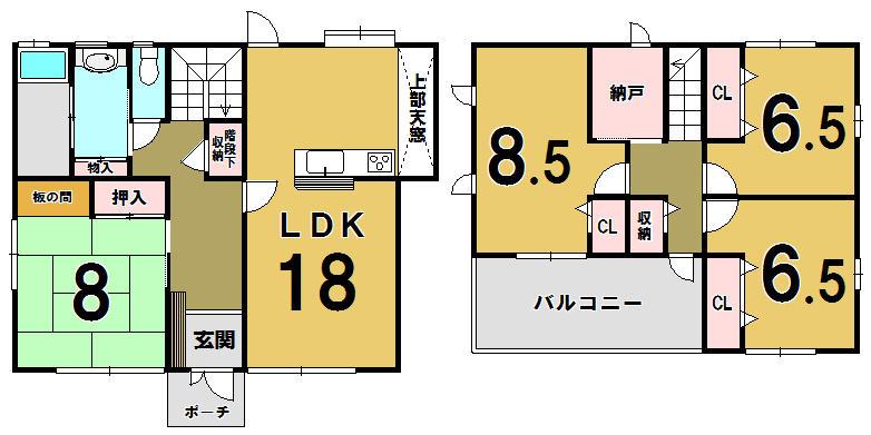 Floor plan. 15.8 million yen, 4LDK+S, Land area 209.31 sq m , Building area 125.46 sq m