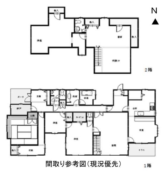 Floor plan. 45 million yen, 4LDK + S (storeroom), Land area 426.25 sq m , Building area 184.96 sq m floor plan