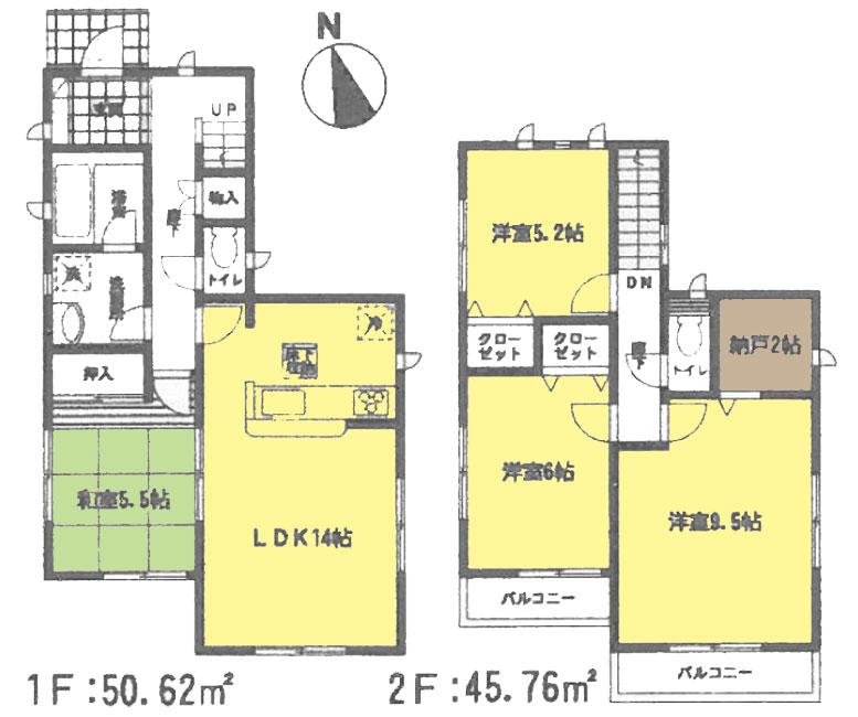 Floor plan. 25,800,000 yen, 4LDK + S (storeroom), Land area 131.41 sq m , Building area 96.38 sq m floor plan (4LDK + storeroom)
