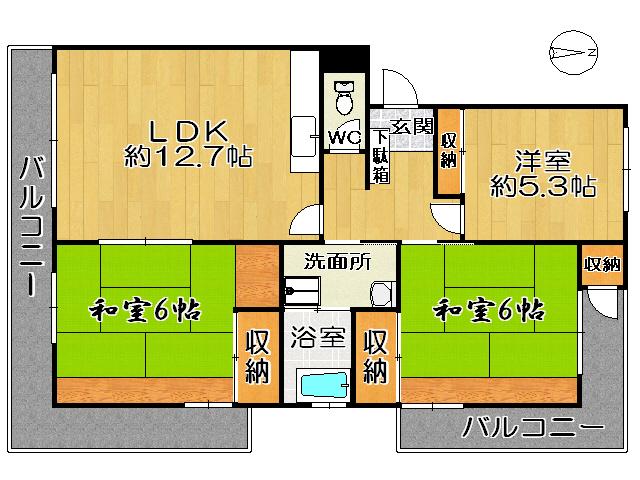 Floor plan. 3LDK, Price 4.5 million yen, Footprint 81.7 sq m , Balcony area 18.9 sq m