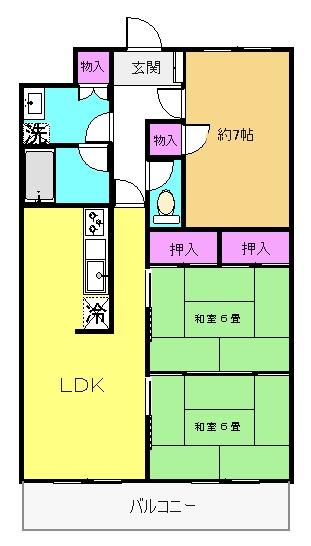 Floor plan. 3LDK, Price 8.4 million yen, Occupied area 69.33 sq m , Balcony area 7.8 sq m
