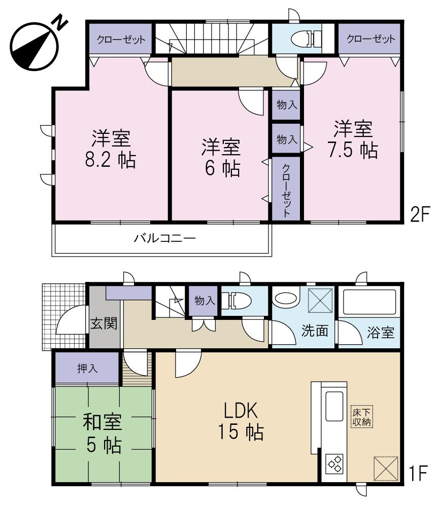 Floor plan. 27,800,000 yen, 4LDK, Land area 192.54 sq m , Building area 100.44 sq m Floor