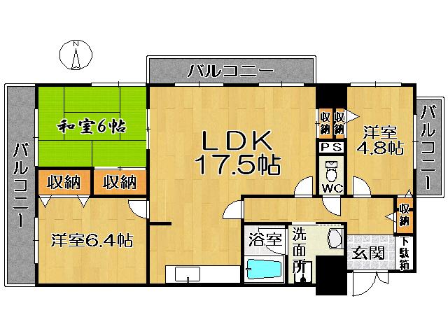 Floor plan. 3LDK, Price 11.9 million yen, Occupied area 78.42 sq m , Balcony area 22.08 sq m