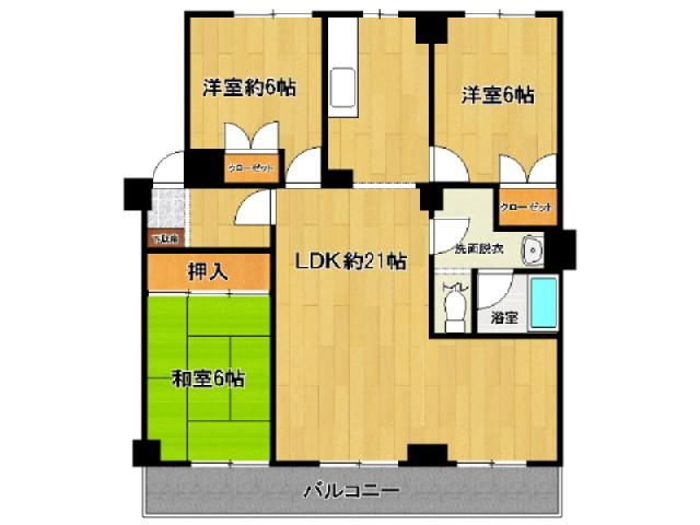 Floor plan. 3LDK, Price 9.8 million yen, Occupied area 84.02 sq m , Balcony area 12.15 sq m