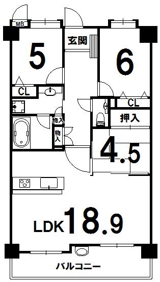 Floor plan. 3LDK, Price 16.8 million yen, Occupied area 76.24 sq m , Balcony area 12.16 sq m
