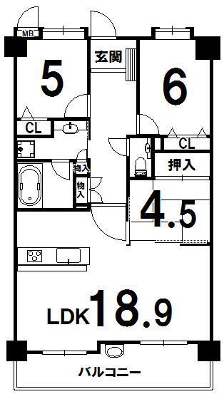 Floor plan. 3LDK, Price 16.8 million yen, Occupied area 76.24 sq m , Balcony area 12.16 sq m