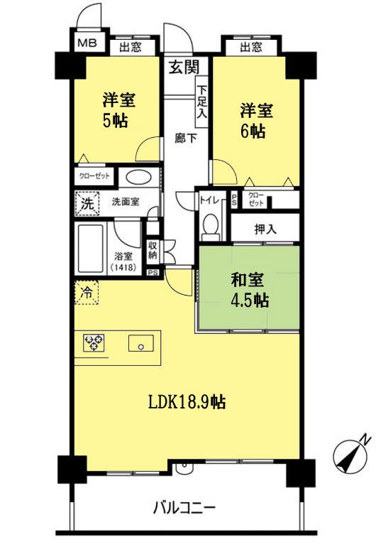 Floor plan. 3LDK, Price 16.8 million yen, Occupied area 76.24 sq m , Balcony area 12.16 sq m 3LDK