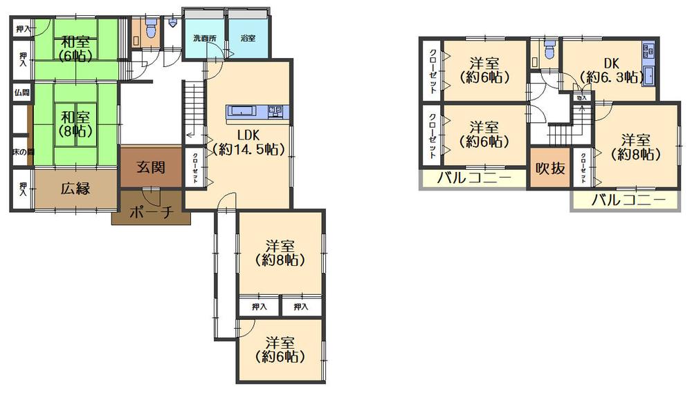 Floor plan. 29,900,000 yen, 7LDDKK, Land area 553.07 sq m , Towards the building area 202.62 sq m 1999 Built * 7LDDKK wide house large families and perfect for two-family house