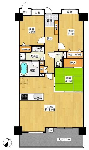 Floor plan. 3LDK, Price 16.8 million yen, Occupied area 76.24 sq m , Balcony area 12.16 sq m Floor