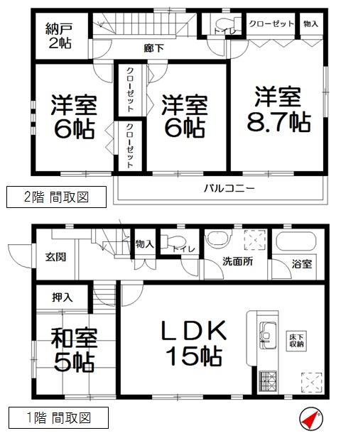 Floor plan. 29,800,000 yen, 4LDK + S (storeroom), Land area 142.07 sq m , Building area 101.85 sq m