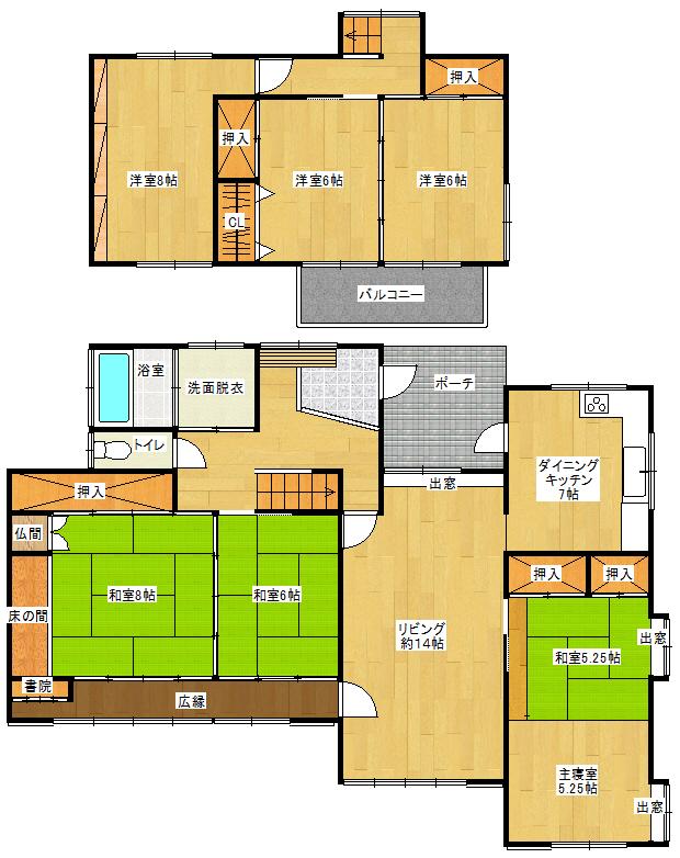 Floor plan. 15 million yen, 7LDK, Land area 231.41 sq m , Building area 155.63 sq m
