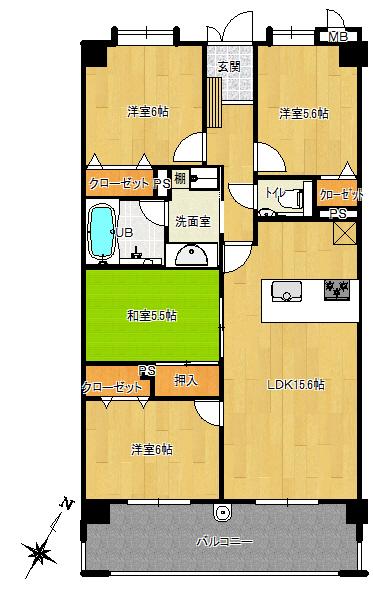 Floor plan. 4LDK, Price 18.3 million yen, Occupied area 83.52 sq m , 4LDK of balcony area 14.4 sq m footprint 83.52 sq m