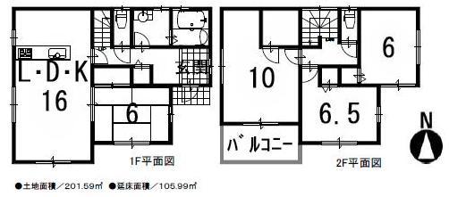 Floor plan. 27,980,000 yen, 4LDK, Land area 201.59 sq m , Building area 105.99 sq m