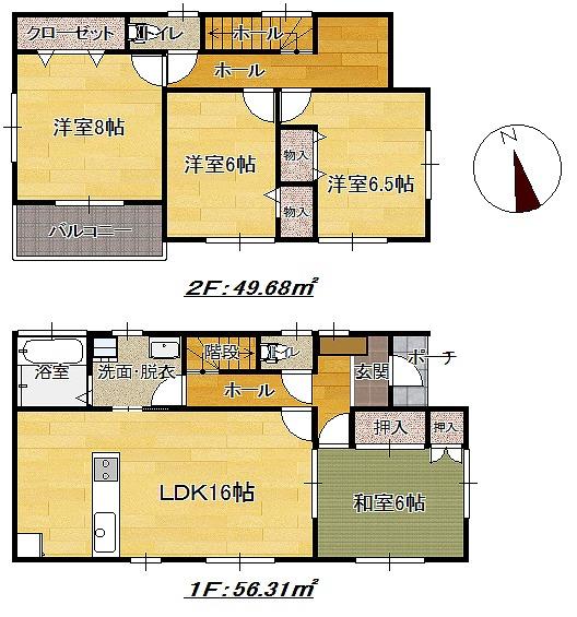 Floor plan. 24,980,000 yen, 4LDK, Land area 201 sq m , Building area 105.99 sq m relatively popular is a high floor plan (^_^) /  Living and Japanese-style room is a place that can be used To spacious to release a is usually Tsuzukiai, Has gained support from people of all ages! (^^)!
