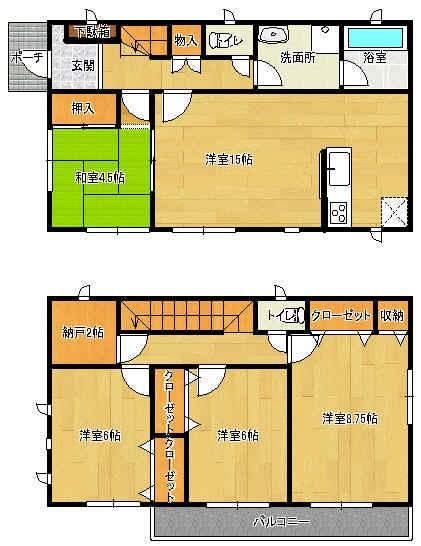 Floor plan. 29,800,000 yen, 4LDK, Land area 142.07 sq m , Building area 101.85 sq m