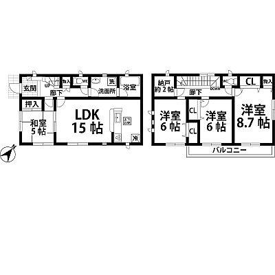 Floor plan. 30,800,000 yen, 4LDK+S, Land area 142.07 sq m , Building area 101.85 sq m floor plan