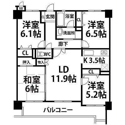 Floor plan. 4LDK, Price 17.8 million yen, Occupied area 85.58 sq m Floor