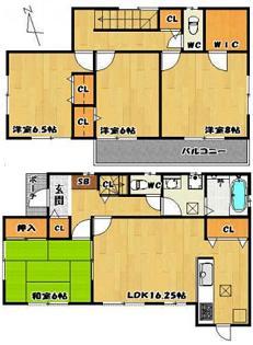 Floor plan. 26,800,000 yen, 4LDK + S (storeroom), Land area 166.52 sq m , Building area 108.06 sq m