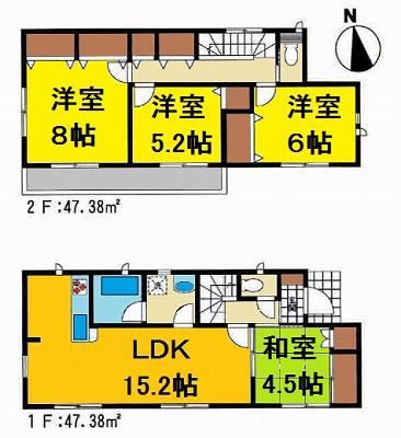 Floor plan. 22,800,000 yen, 4LDK, Land area 148.98 sq m , Building area 94.76 sq m