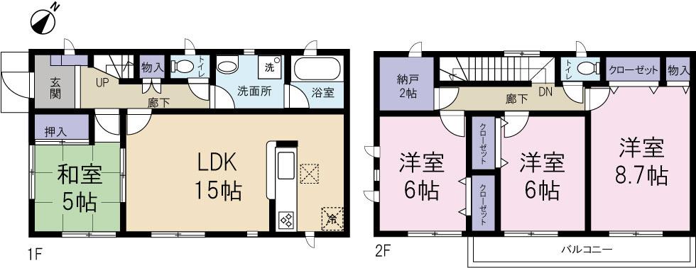 Floor plan. 28.8 million yen, 4LDK + S (storeroom), Land area 142.07 sq m , Building area 101.85 sq m Floor