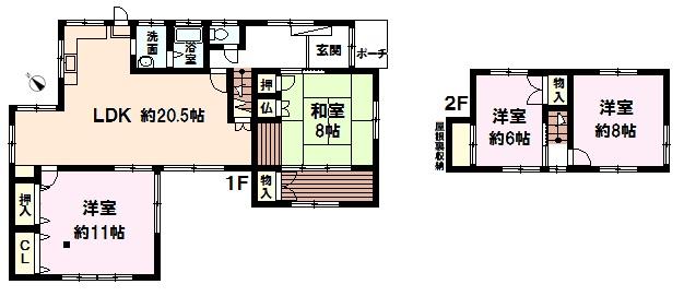 Floor plan. 9.9 million yen, 4LDK, Land area 333 sq m , Building area 122.13 sq m