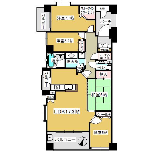 Floor plan. 4LDK, Price 27,800,000 yen, Occupied area 92.28 sq m , Balcony area 14.83 sq m top floor ・ Corner room