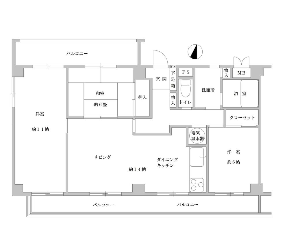 Floor plan. 3LDK, Price 24,800,000 yen, Occupied area 89.69 sq m , Balcony area 23.03 sq m three-sided lighting