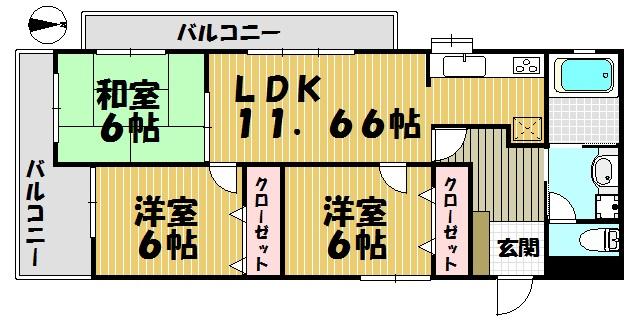 Floor plan. 3LDK, Price 15.8 million yen, Occupied area 70.94 sq m , Balcony area 14.11 sq m