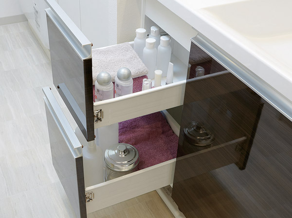 Bathing-wash room.  [Sliding storage] In drawer part slide storage, You can take out even simple ones that out of things were easy storage in the back. (Same specifications)