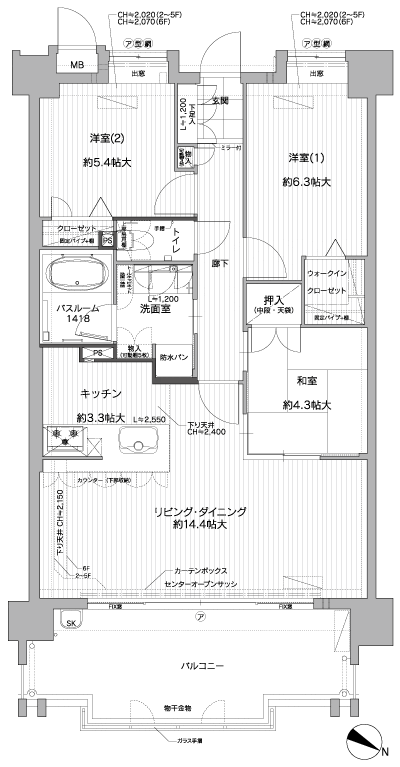 Floor: 3LDK, occupied area: 74.52 sq m, Price: 29.4 million yen
