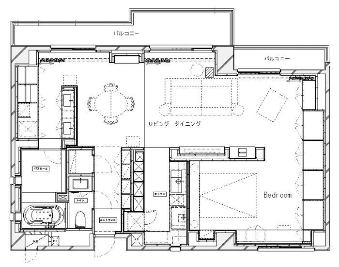 Floor plan. 1LDK, Price 59,800,000 yen, Occupied area 96.36 sq m , Balcony area 14.09 sq m