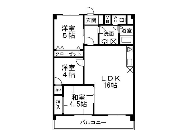 Floor plan. 3LDK, Price 9.9 million yen, Occupied area 66.24 sq m , Balcony area 9.24 sq m
