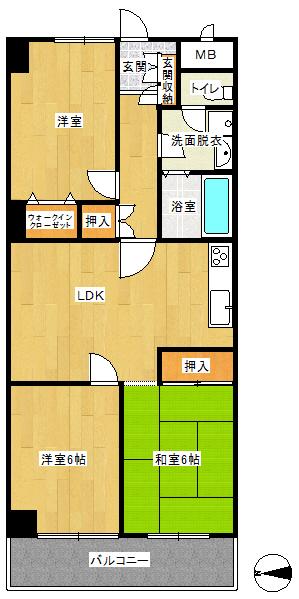 Floor plan. 3LDK, Price 13.8 million yen, Footprint 67.2 sq m , Guests move immediately on the balcony area 6.72 sq m All rooms renovation completed