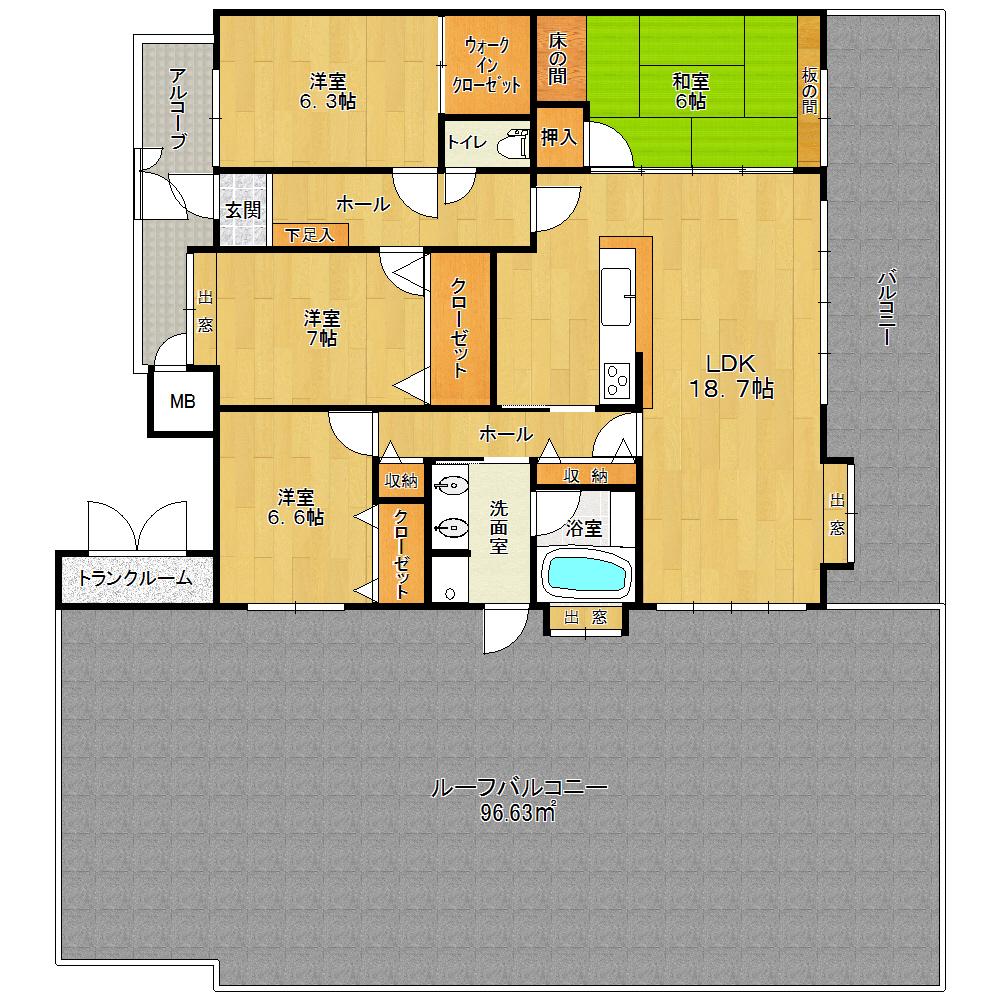Floor plan. 4LDK, Price 53,800,000 yen, Footprint 106 sq m , Balcony area 19.25 sq m