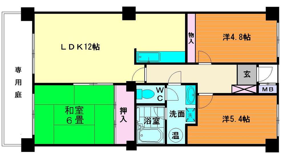 Floor plan. 3LDK, Price 11.8 million yen, Occupied area 62.32 sq m