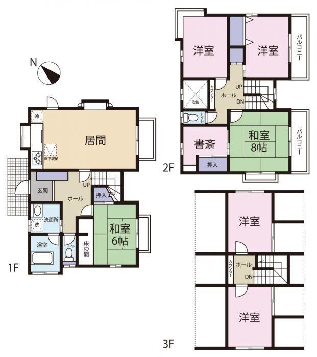 Floor plan. 43,800,000 yen, 6LDK + S (storeroom), Land area 142 sq m , Building area 136.34 sq m