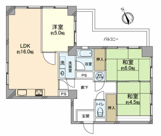 Floor plan. 3LDK, Price 16.5 million yen, Occupied area 74.94 sq m , Balcony area 10.22 sq m