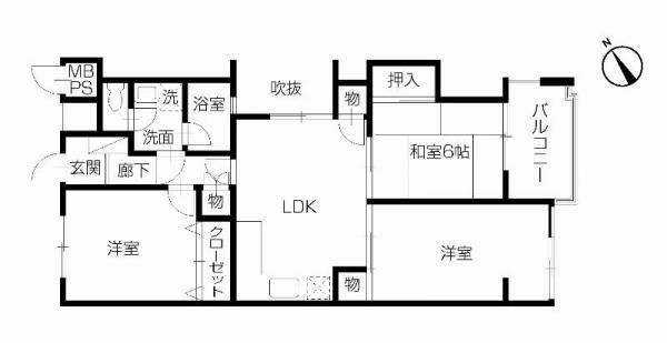 Floor plan. 3LDK, Price 10.8 million yen, Occupied area 68.94 sq m