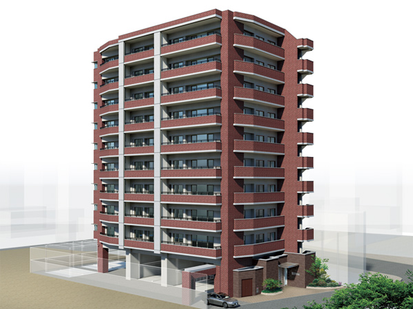 Shared facilities.  [Exterior - Rendering] Corner dwelling unit is rich 1 floor 3 House design. The parking lot entrance, It has established the shutter gate to prevent the intrusion of the parking violation and outsiders