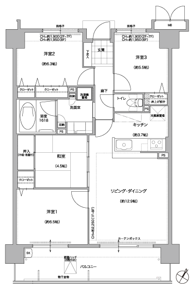 Floor: 4LDK, occupied area: 83.55 sq m, Price: 33.5 million yen