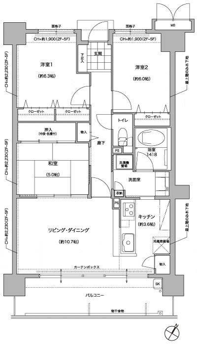 Floor: 3LDK, occupied area: 74.91 sq m, Price: 30.8 million yen